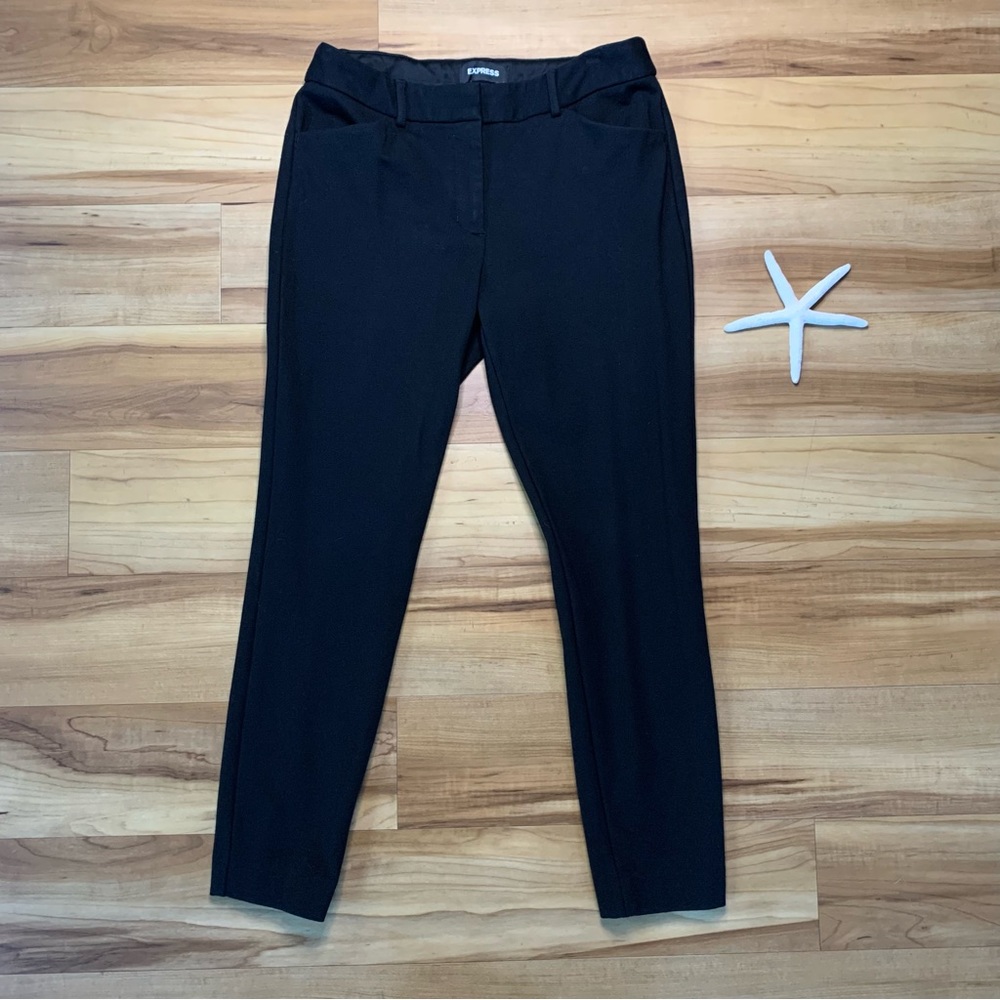 Express Women’s Skinny Mid-Rise Black Pants, Size 6 Short